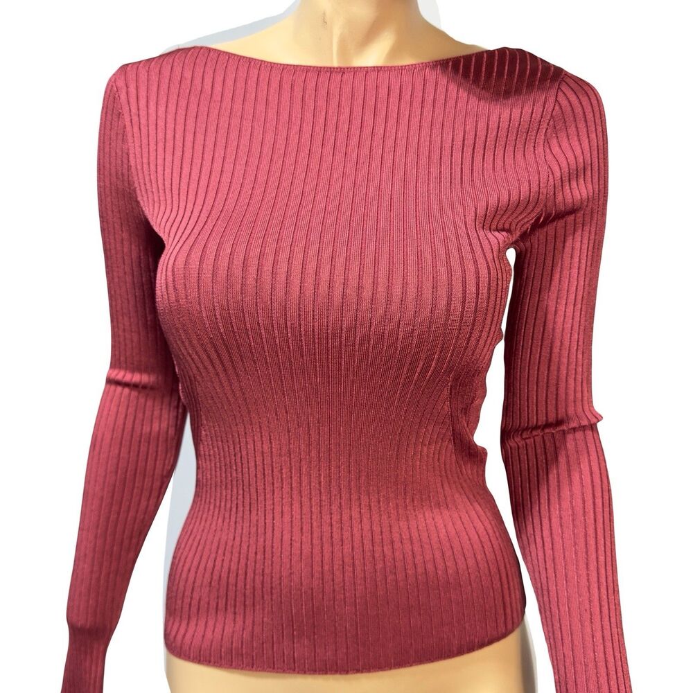 Abercrombie & Fitch Boatneck Blouse Top Womens Ribbed Long Sleeve Pullover S NWT